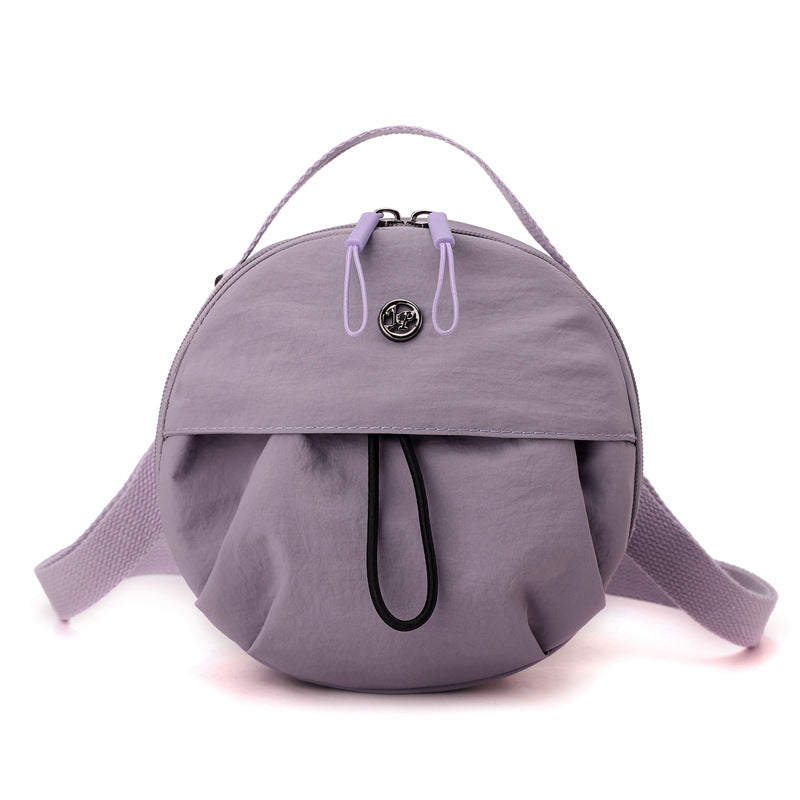 Purple Fashionable Round Crossbody Bag with Water-Resistant Nylon and Multi-Pocket Design for Daily Travel Lightweight Hands-Free Storage Solution for Local Professionals