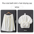 White Plus Size Bath Wrap Dress with Adjustable Elastic Waist and Bow Detail – Soft Absorbent Towel Robe for Post-Shower Comfort