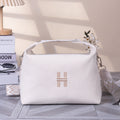 Women's Minimalist Canvas Crossbody Bag with Wide Beige Webbing Strap Casual Shoulder Handbag Large Capacity for Daily Use - Cream White