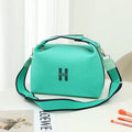 Womens Canvas Crossbody Bag Emerald Minimalist H-Letter Box Tote Wide Strap Shoulder Handbag for Travel & Work Large Capacity
