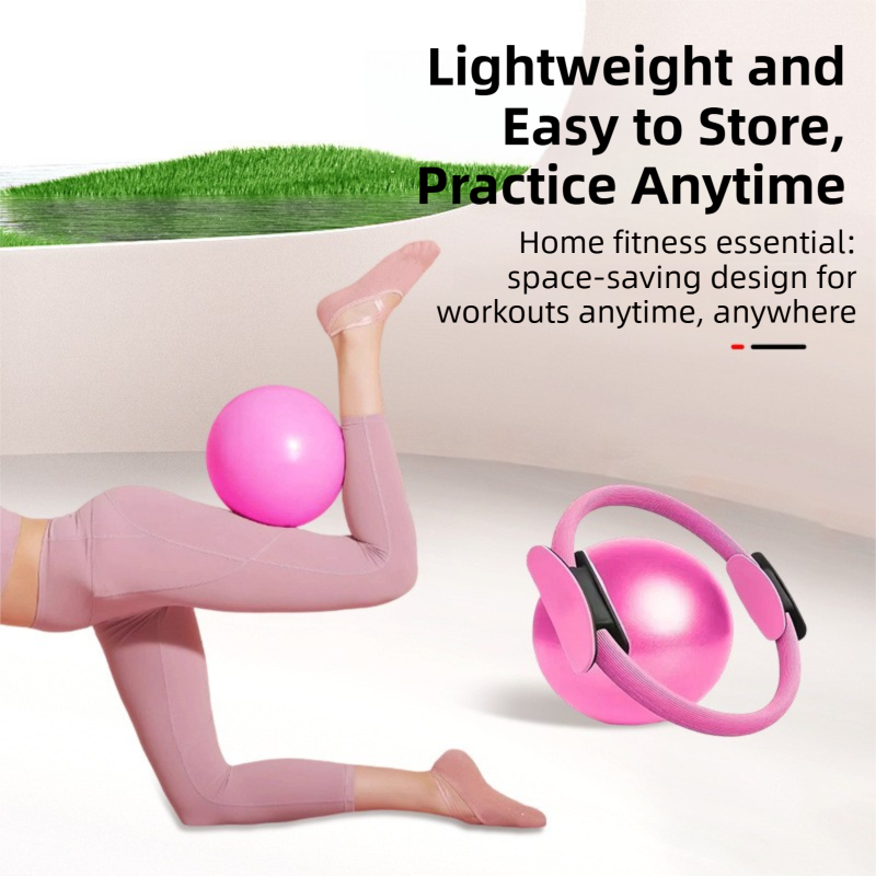 Grey Professional Pilates Ring & Yoga Ball Set - Multipurpose Home Fitness Equipment for Whole-Body Core Training & Pelvic Floor Strengthening