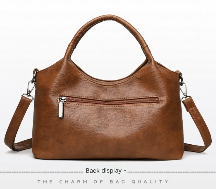 Black Retro Soft PU Leather Handbag for Women - Trendy Large Capacity Daily Crossbody Bag with Detachable Shoulder Strap