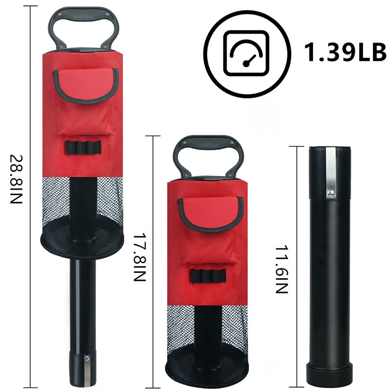 Black Lightweight Golf Retriever with Detachable No-Bend Shag Tube & Mesh Bag Holding Up to 70-Ball
