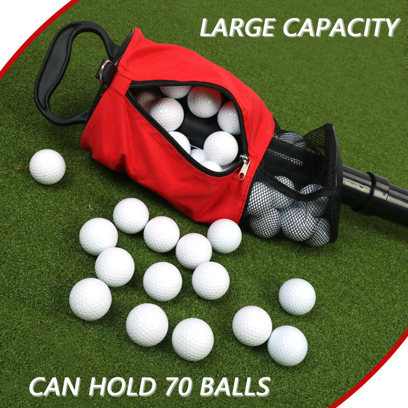 Black and Blue Lightweight Golf Retriever with Detachable No-Bend Shag Tube & Mesh Bag Holding Up to 70-Ball