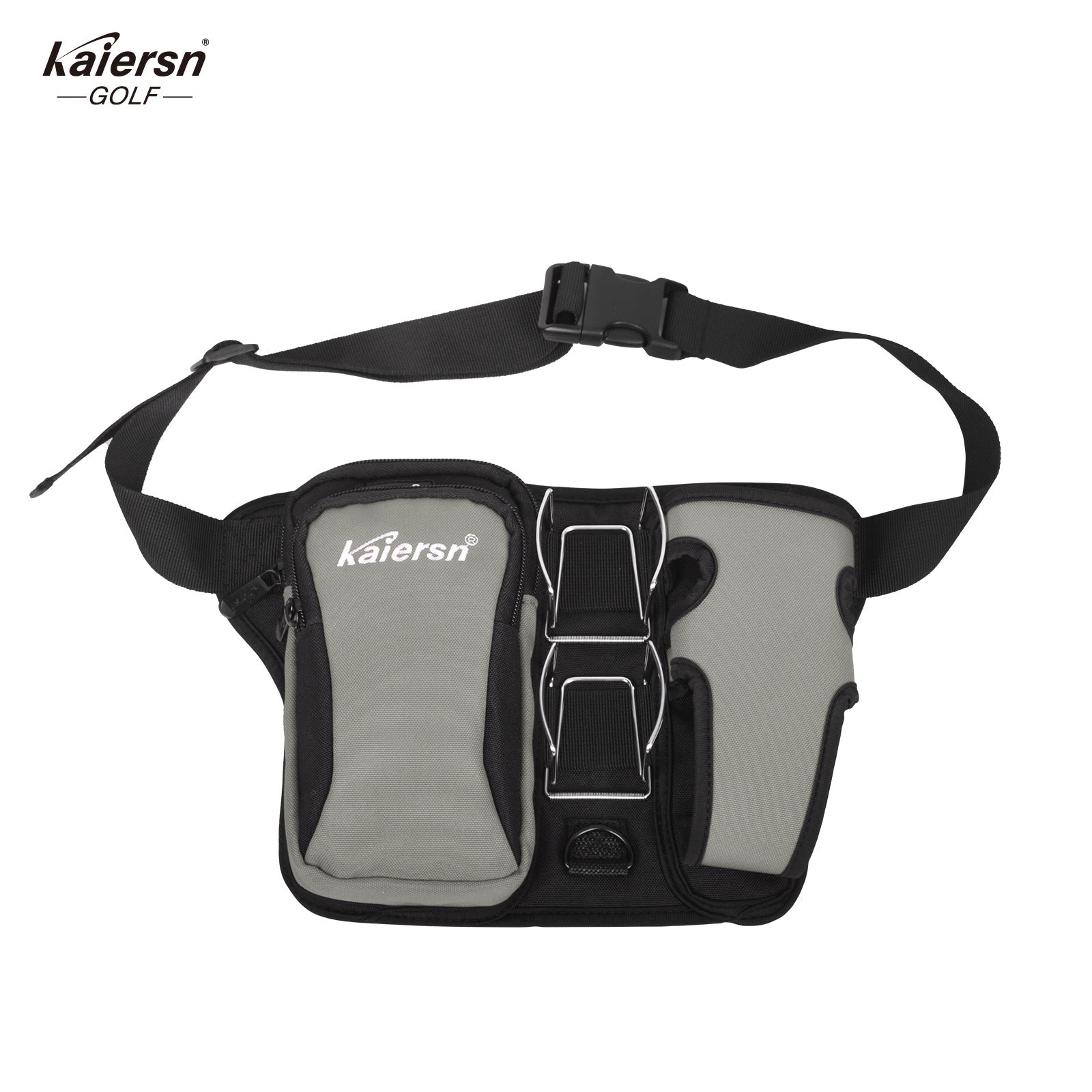 Grey Professional Park Golf Waist Bag - Multi-Functional Accessory Organizer for Dual Ball Storage & Water Bottle Holder