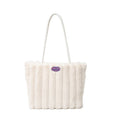 White Faux Fur Tote Bag with Large Capacity, Soft Plush Material & Adjustable Handle – Stylish Shoulder Handbag for Women, Perfect for Daily Commute and Casual Wear