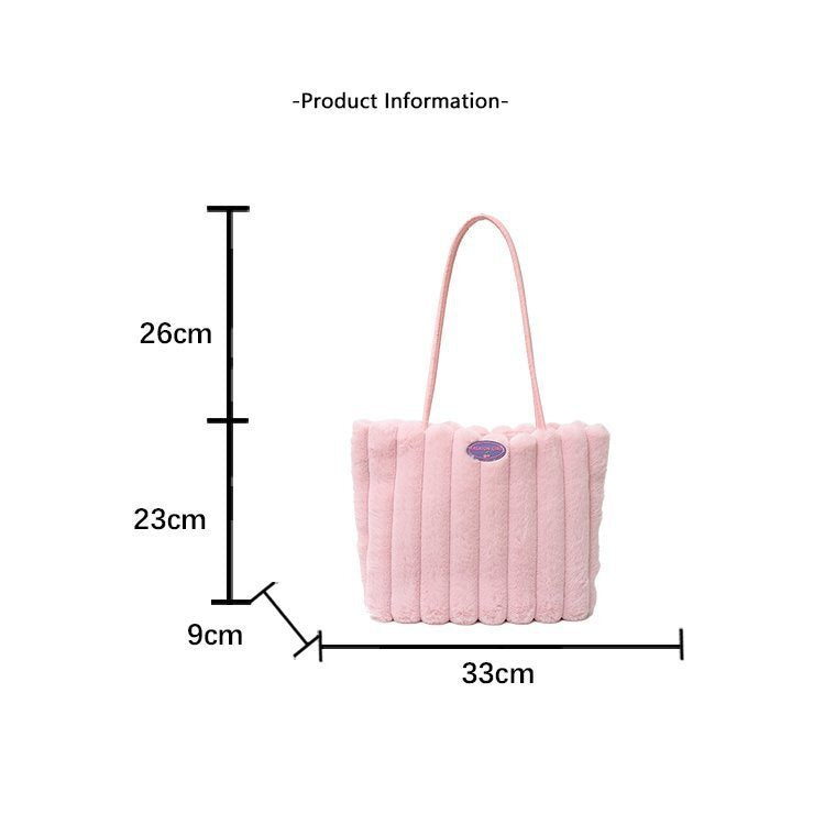 Coffee color Faux Fur Tote Bag with Large Capacity, Soft Plush Material & Adjustable Handle – Stylish Shoulder Handbag for Women, Perfect for Daily Commute and Casual Wear