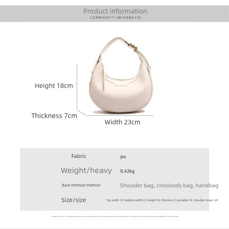 White Women's New Fashion Crescent Bag – Stylish Single Shoulder Crossbody Handbag with Wear-Resistant Base and Smooth Zipper, Perfect for Casual & Daily Use