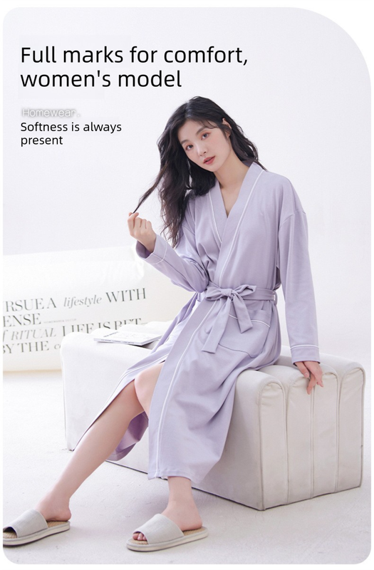 Red 2XL size Women's Cotton Robe — Autumn/Winter Bathrobe & Morning Gown | Long Sleeve, Mid-Length, Plus Size | Loose, Comfortable, and Machine Washable | Suitable for All Seasons