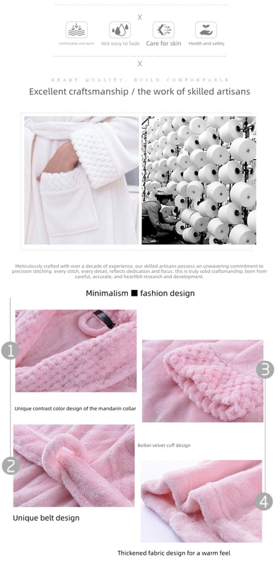 White 3XL size Plush Flannel Robe for Couples - Thickened Warm Bathrobe with Shawl Collar, Soft Fleece Material, Unisex Long Style for Winter Home Wear