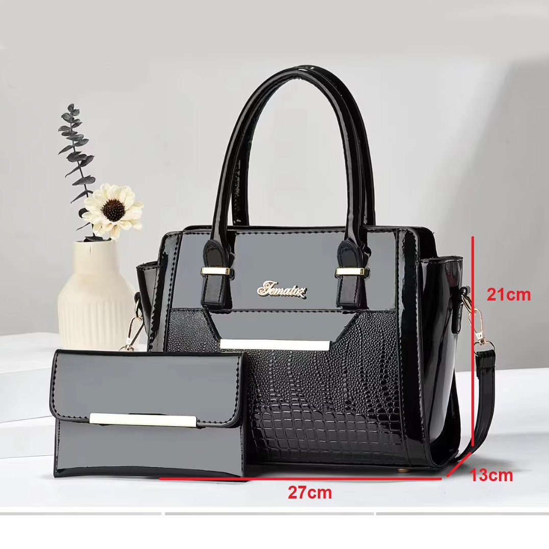 Coffee color Women's Handbag Set - Large Capacity 2 Piece Shoulder Bag with Matching Wallet