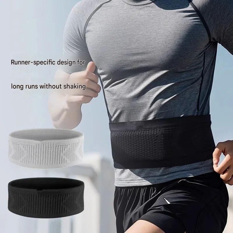 Grey S Size Running Waist Belt - High Stretch Spandex Nylon Blend, 360-Degree Storage Pocket, Breathable Mesh Design for Running and Gym Use