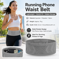 Grey M Size Running Waist Belt - High Stretch Spandex Nylon Blend, 360-Degree Storage Pocket, Breathable Mesh Design for Running and Gym Use