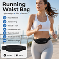 Black Running Waist Belt - High Stretch Nylon Sports Fanny Pack with Reflective Strips, Lightweight Waterproof Phone Holder for Gym, Jogging and Outdoor Fitness