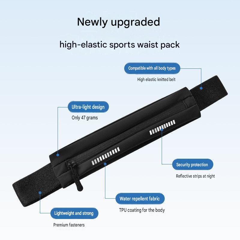 Orange Running Waist Belt - High Stretch Nylon Sports Fanny Pack with Reflective Strips, Lightweight Waterproof Phone Holder for Gym, Jogging and Outdoor Fitness