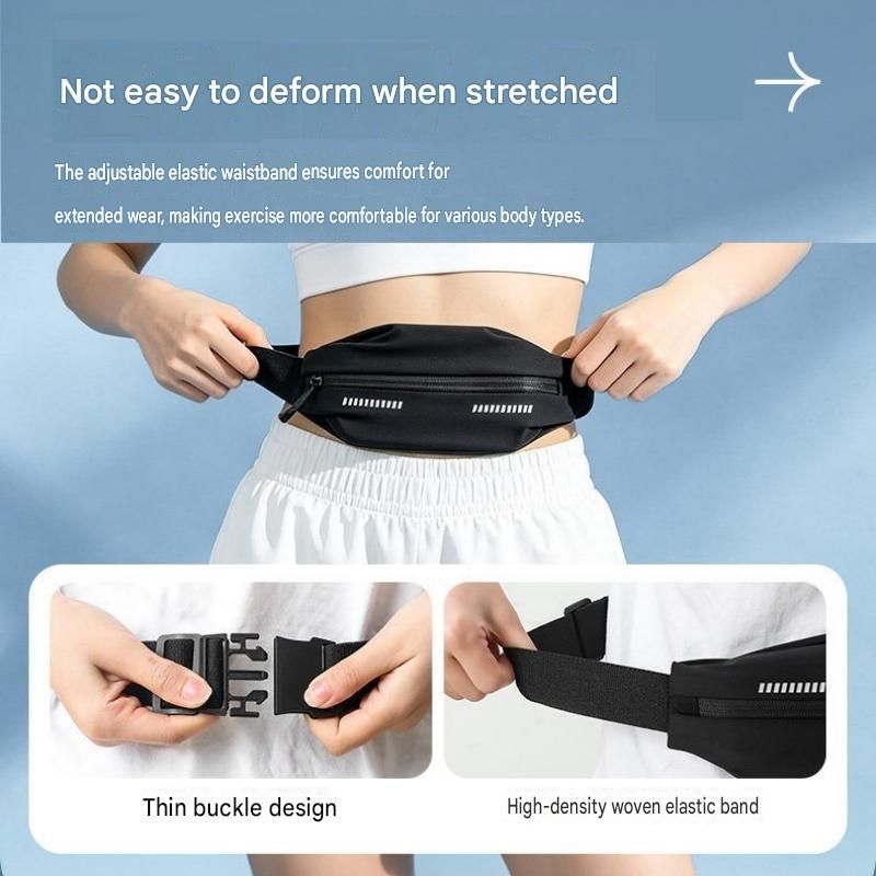 Orange Running Waist Belt - High Stretch Nylon Sports Fanny Pack with Reflective Strips, Lightweight Waterproof Phone Holder for Gym, Jogging and Outdoor Fitness