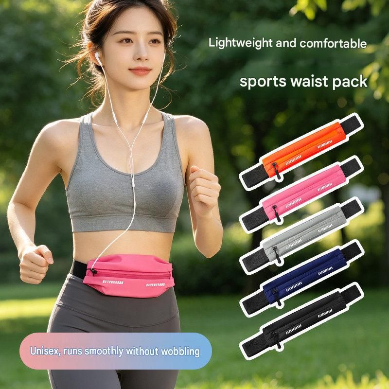 Blue Running Waist Belt - High Stretch Nylon Sports Fanny Pack with Reflective Strips, Lightweight Waterproof Phone Holder for Gym, Jogging and Outdoor Fitness
