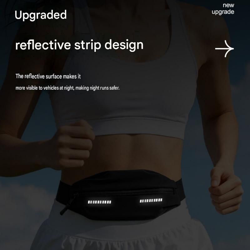 Blue Running Waist Belt - High Stretch Nylon Sports Fanny Pack with Reflective Strips, Lightweight Waterproof Phone Holder for Gym, Jogging and Outdoor Fitness